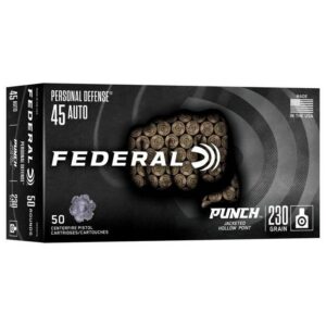 Federal Personal Defense Punch Handgun Ammunition .45 Auto 230gr JHP 890 fps 50/ct